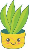 kawaii ingemaakt cactus karakter met schattig tekenfilm ontwerp. illustratie Aan wit achtergrond vector