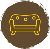 sofa lijn cirkel sticker icoon vector