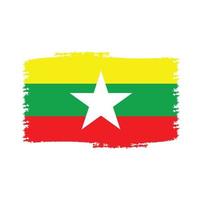 vlag van myanmar met aquarel geschilderd penseel vector