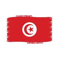 vlag van tunesië met aquarel geschilderd penseel vector