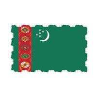 Turkmenistaanse vlag met aquarel geschilderd penseel vector