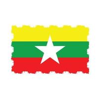 vlag van myanmar met aquarel geschilderd penseel vector