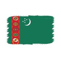 Turkmenistaanse vlag met aquarel geschilderd penseel vector