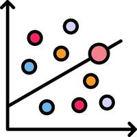 spreidingsgrafiek lijn gevuld pictogram vector