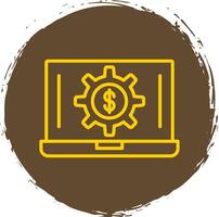 laptop geld lijn cirkel sticker icoon vector