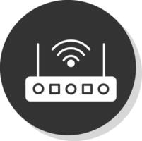 Wifi router glyph schaduw cirkel icoon ontwerp vector