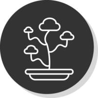 bonsai lijn schaduw cirkel icoon ontwerp vector