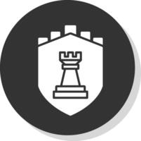 veiligheid kasteel strategieën glyph schaduw cirkel icoon ontwerp vector