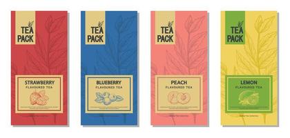 set van vector verpakking ontwerp lay-out. sjabloon voor thee- of koffieverpakkingen.