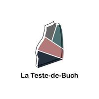 kaart Frankrijk land met stad van la teste de buch, meetkundig en kleurrijk logo ontwerp sjabloon element vector
