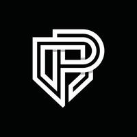 modern brief p met schild logo ontwerp sjabloon vector