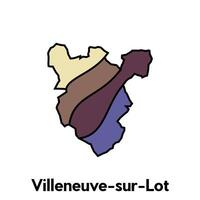 villeneuve sur veel kaart, Frankrijk land kaart vlak stijl modern logotype ontwerp illustratie vector