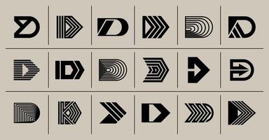 vlak streep lijn brief d logo branding reeks vector