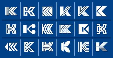 reeks van streep lijn abstract brief k logo vector