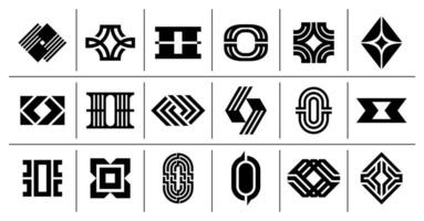 bundel van modern lijn brief O logo, aantal 0 ontwerp vector
