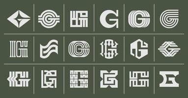 bundel van vlak streep lijn brief g logo branding vector