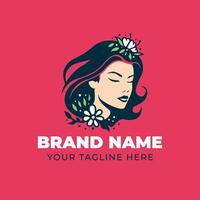 mooi Dames haar- schoonheid mode logo vector