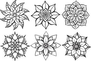 reeks van mandala's. zwart en wit bloemen elementen. vector