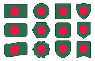 vlag van Bangladesh in modern abstract vormen, zwaaien, insigne, ontwerp sjabloon vector