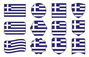 vlag van Griekenland in modern abstract vormen, zwaaien, insigne, ontwerp sjabloon vector