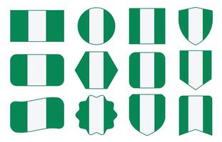 vlag van Nigeria in modern abstract vormen, zwaaien, insigne, ontwerp sjabloon vector