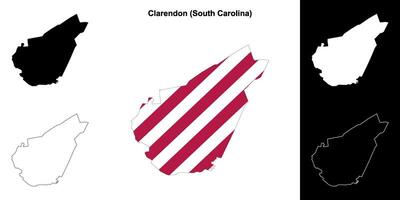 clarendon district, zuiden carolina schets kaart reeks vector