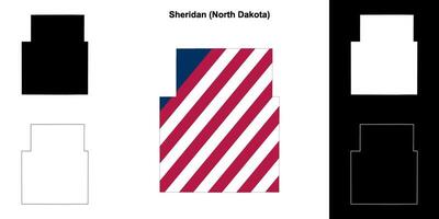 sheridan district, noorden dakota schets kaart reeks vector