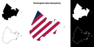 rockingham district, nieuw hamshire schets kaart reeks vector