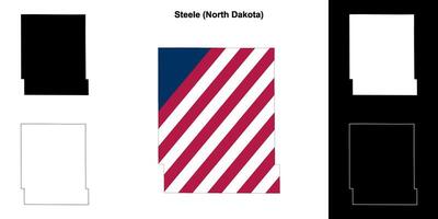 steele district, noorden dakota schets kaart reeks vector