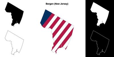 bergen district, nieuw Jersey schets kaart reeks vector