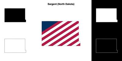 sargent district, noorden dakota schets kaart reeks vector