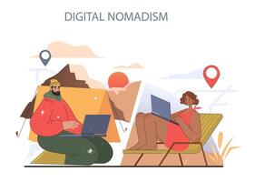 digitaal nomadisme concept. vector