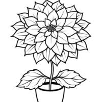 dahlia bloem Aan de vaas schets illustratie kleur boek bladzijde ontwerp, dahlia bloem Aan de vaas zwart en wit lijn kunst tekening kleur boek Pagina's voor kinderen en volwassenen vector