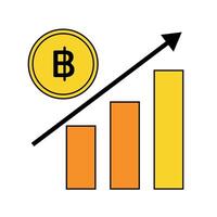 bar diagram icoon van Thais baht prijs toenemen. vector