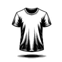 zwart en wit illustratie van een wit t-shirt vector