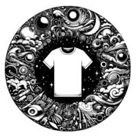 zwart en wit illustratie van een wit t-shirt vector