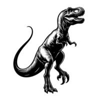 zwart en wit illustratie van een trex dinosaurus vector