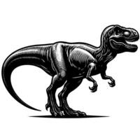 zwart en wit illustratie van een trex dinosaurus vector