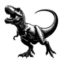 zwart en wit illustratie van een trex dinosaurus vector