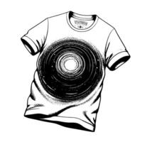 zwart en wit illustratie van een wit t-shirt vector