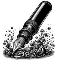zwart en wit illustratie van een fontein pen vector