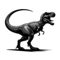 zwart en wit illustratie van een trex dinosaurus vector