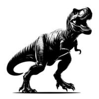 zwart en wit illustratie van een trex dinosaurus vector