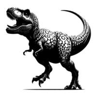 zwart en wit illustratie van een trex dinosaurus vector