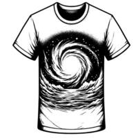 zwart en wit illustratie van een wit t-shirt vector