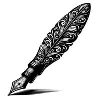 zwart en wit illustratie van een fontein pen vector