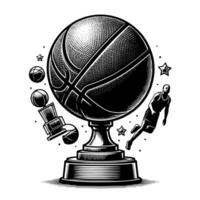 zwart en wit illustratie van een single basketbal vector