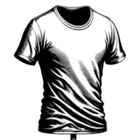 zwart en wit illustratie van een wit t-shirt vector