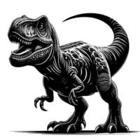 zwart en wit illustratie van een trex dinosaurus vector