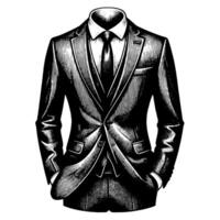 zwart en wit illustratie van een paar- van mannetje bedrijf pak vector